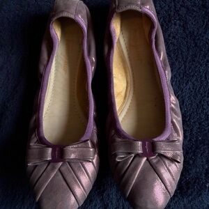 Ferragamo Purple Metallic Ballet Flats - Size 7